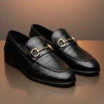 Velluto Black croc. print Horsebit loafer – Pellwalk