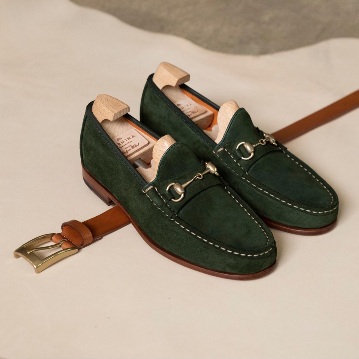 B6 Passo Green suede Horsebit loafer - Pellwalk - Image 1