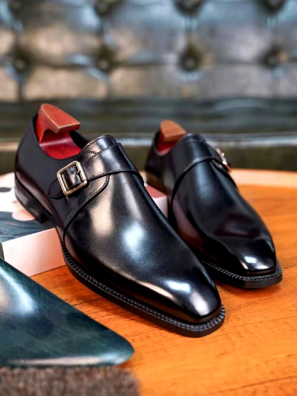 D3 Dante Black single monkstape leather shoe – Pellwalk - Image 1