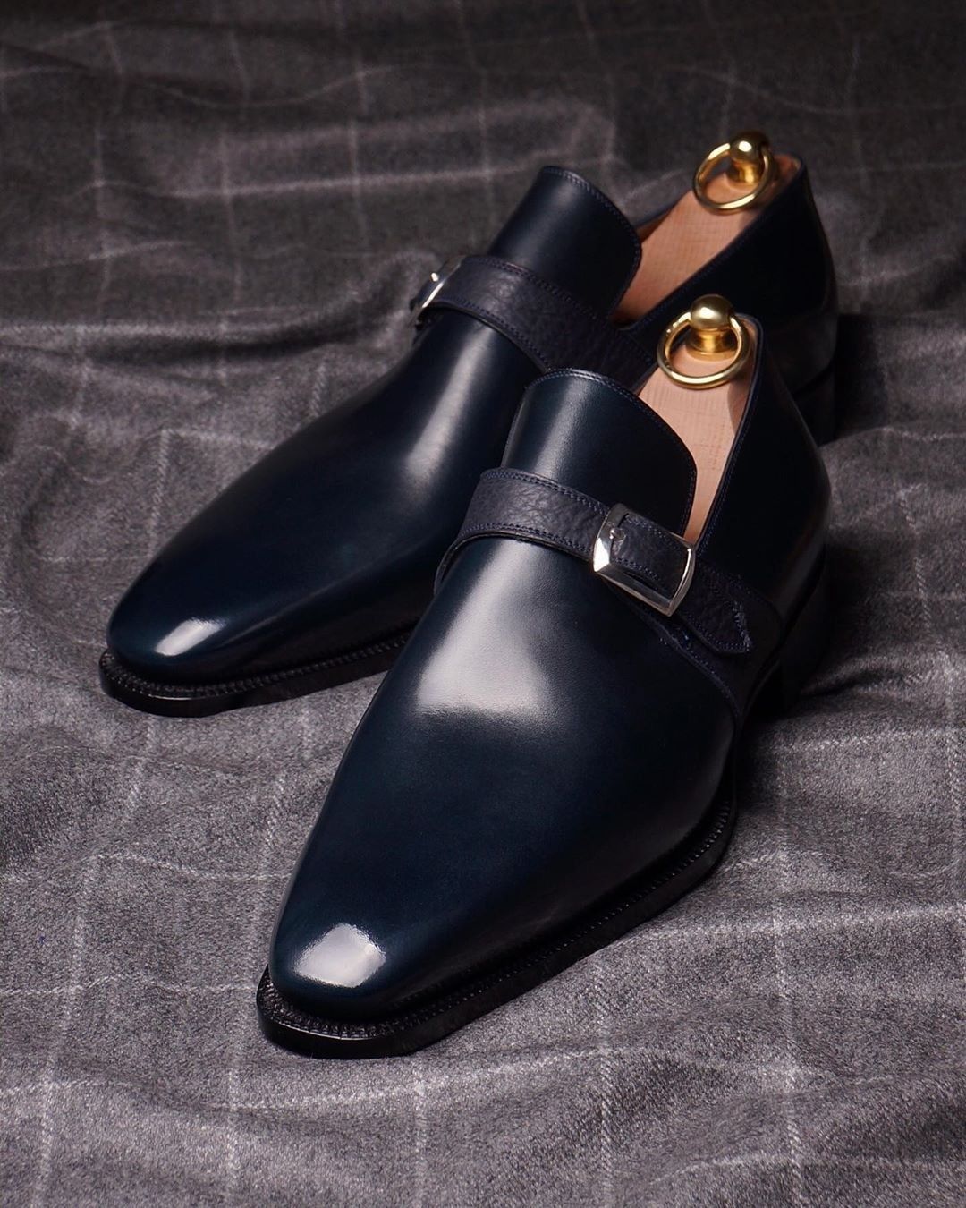 D4 Lorenzo Blue single monkstape leather shoe – Pellwalk - Image 1