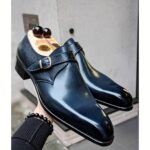 Alessioe Blue single monkstape leather shoe - Pellwalk