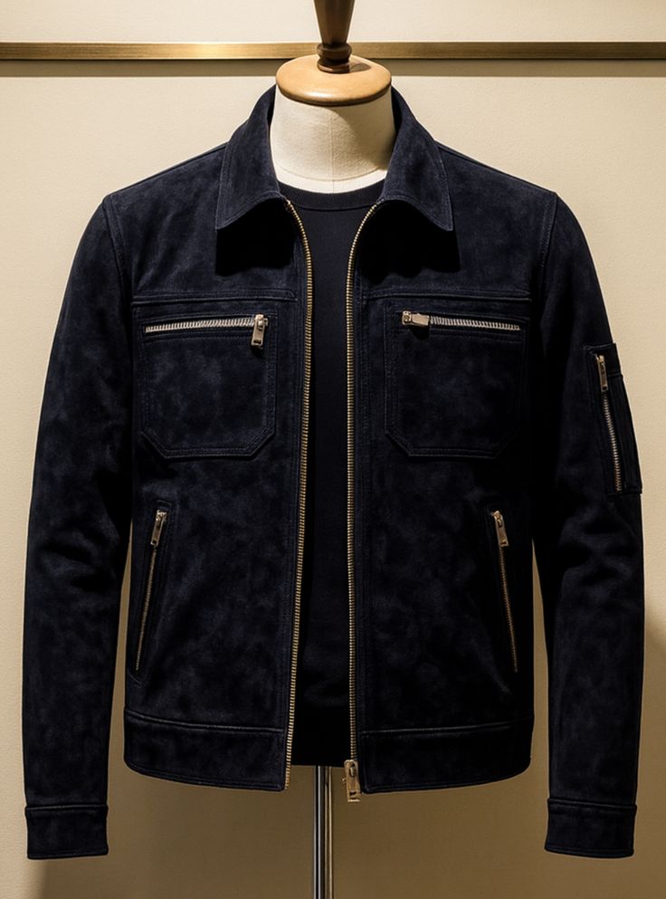 J11 Ombra Black suede leather jacket – Pellwalk - Image 1