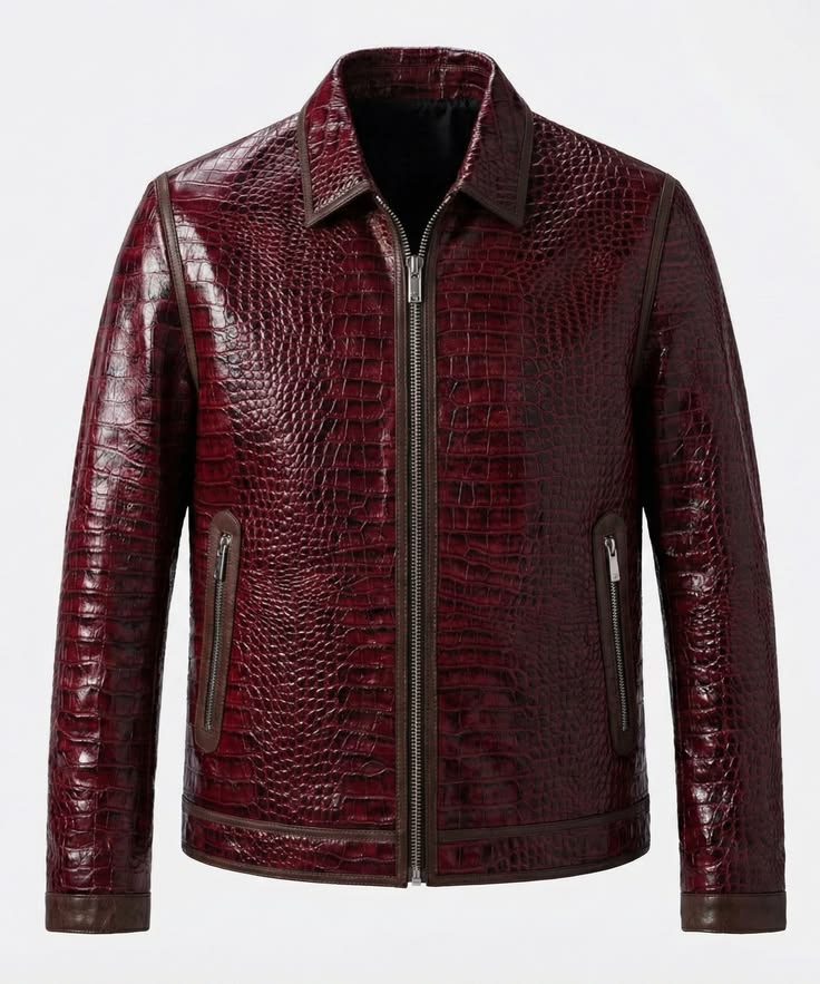 M2 Eroe Red croc. print men jacket - Pellwalk - Image 1