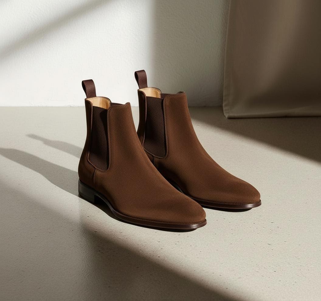 M4 Veneto Brown suede chelsea boot - Pellwalk - Image 1