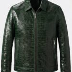 Leggenda Green croc. print men jacket. - Pellwalk