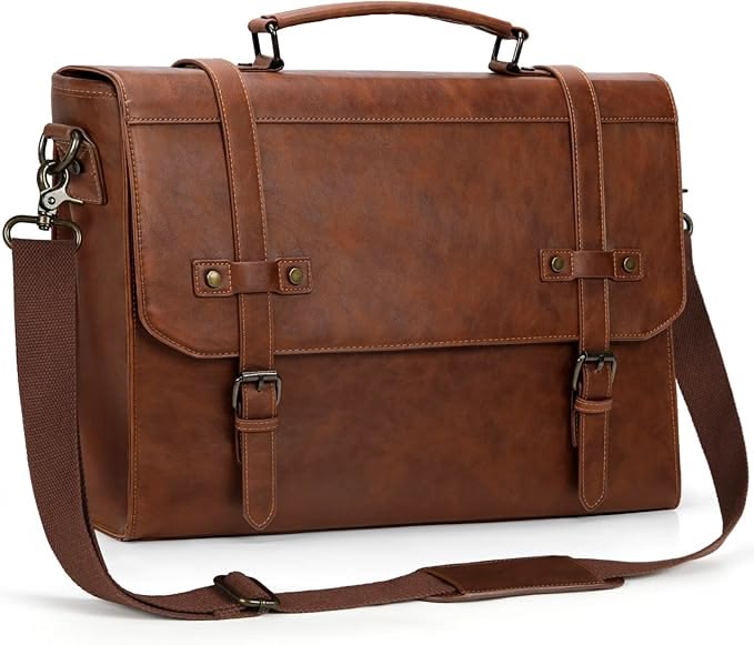 m15 Guerriero Brown double pocket laptop Bag – Pellwalk - Image 1