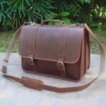 Cavaliere Dark brown  leather laptop Bag - Pellwalk