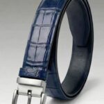 Levigato blue croc. print leather belt - Pellwalk
