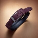 Tradizionale maroon suede leather belt -Pellwalk