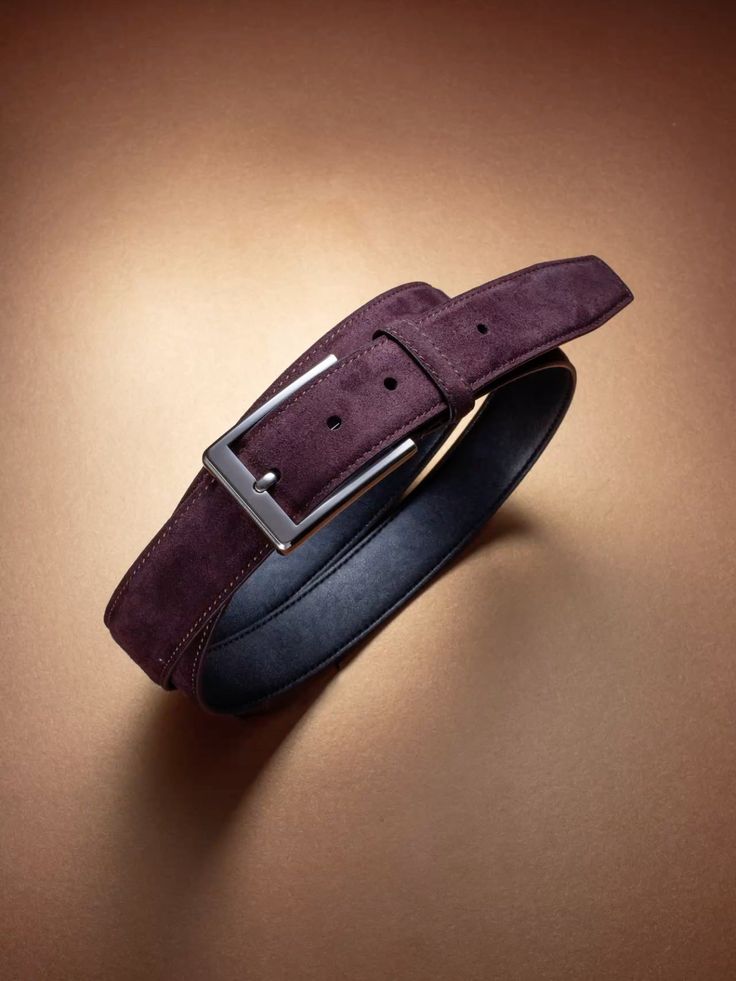 og14 Tradizionale maroon suede leather belt -Pellwalk - Image 1