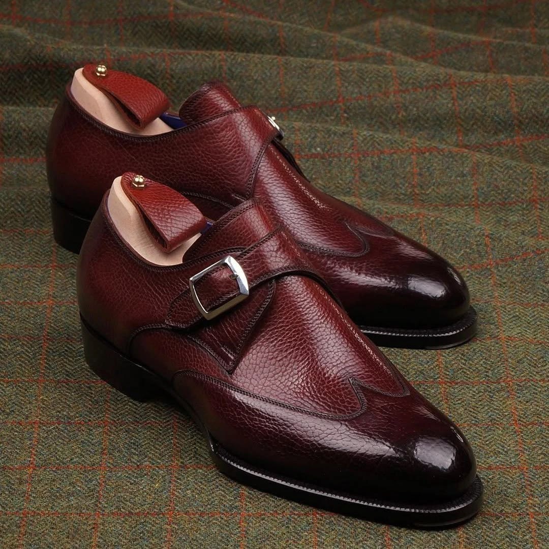 D6 Lucente Brown Single Monk strap Shoe - Pellwalk - Image 1