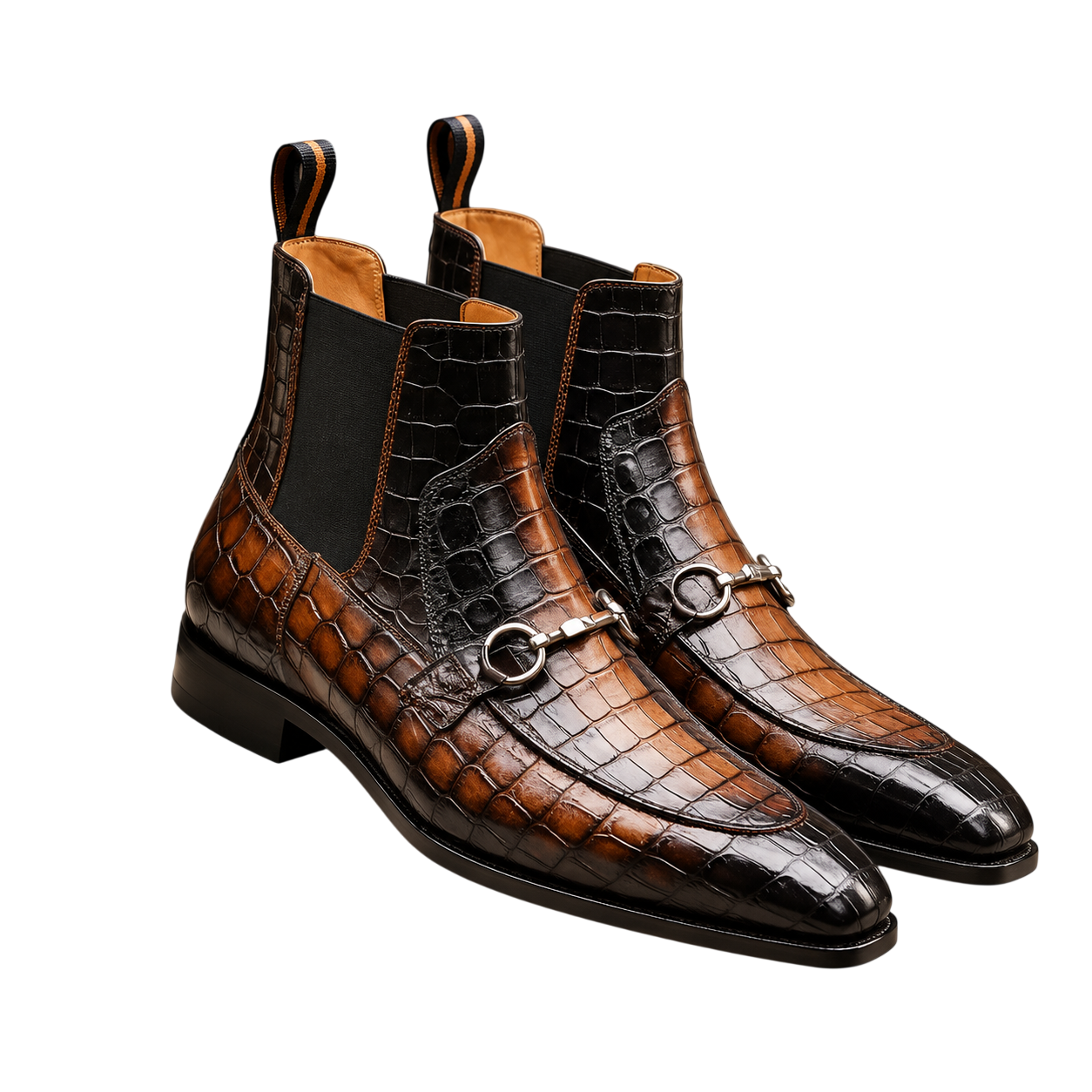MS2-Photoroom Croso Tan croc. print chelsea boot - Pellwalk - Image 1